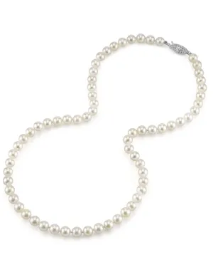 White Japanese Akoya Pearl Necklace, 6.0-6.5mm - AAA Quality